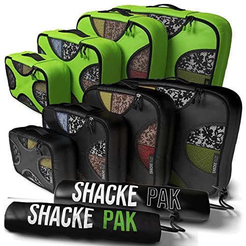 Shacke Pak - 5 Set Packing Cubes with Laundry Bag (Green Grass) & Shacke Pak - 5 Set Packing Cubes with Laundry Bag (Pure Black)