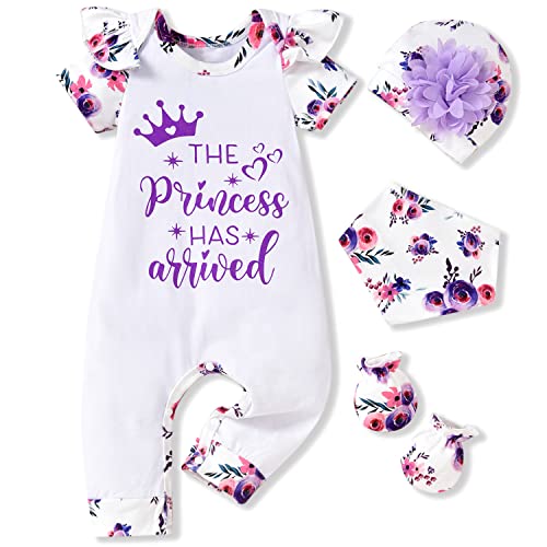 HINTINA Infant Baby Girl The Princess Has Arrived Romper Outfits Spring Summer Clothes Set 0-3 Months