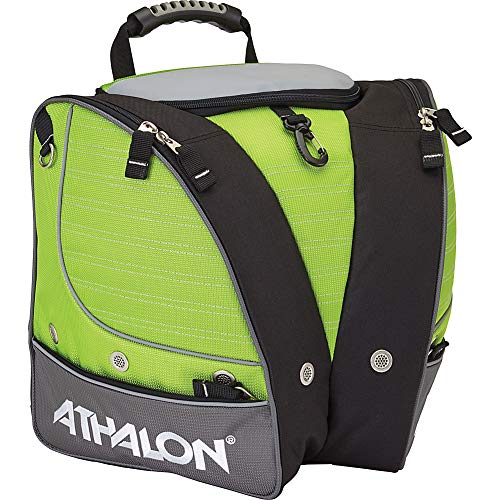 Athalon Tri-Athalon Kids Boot Bag/Backpack for Skiing, Snowboarding, Holds Boots, Helmet, Goggles, Gloves, Lime/Gray, One Size