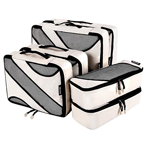 Bagail 6 Set Packing Cubes,3 Various Sizes Travel Luggage Packing Organizers(Beige)