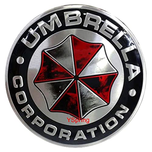 HINSCR Residen t Evi l Car Badge Decal 3D Umbrella Corporation Aluminum Alloy Circle Emblem Sticker for Car Motorcycle (Style A-1 pcs)