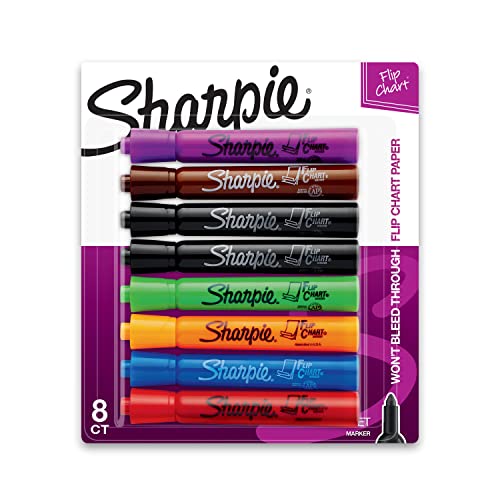SHARPIE Flip Chart Markers, Bullet Tip, Assorted Colors, is an 8 Pack set perfect for Offices and Classroom Presentations