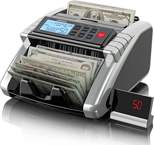 Aneken Money Counter Machine with Value Count, Dollar, Euro UV/MG/IR/DD/DBL/HLF/CHN Counterfeit Detection Bill Counter, Add and Batch Modes, Cash Counter with LCD Display, 2-Year Warranty