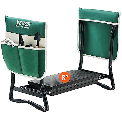 VEVOR Folding Garden Kneeler and Seat Heavy Duty, Widened 8' EVA Foam Pad, Portable Garden Stool with Tool Bags, Gardening Bench to Relieve Knee & Back Pain, Great Gifts for Seniors, Women, Parents