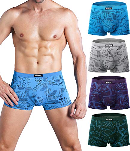 wirarpa Men's Underwear 4 Pack Stretch Modal Microfiber Trunks Soft Waistband Short Leg, X-Large 1401-4p-print Design