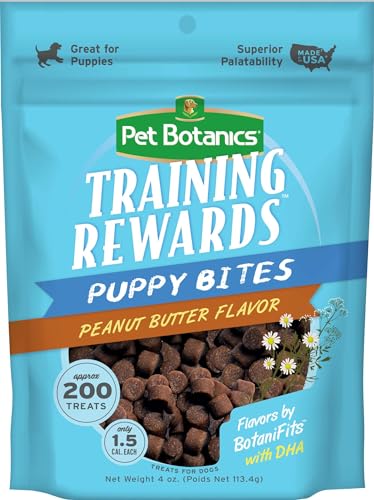 Pet Botanics 4 oz. Pouch Training Rewards Puppy Bites Soft & Chewy, Peanut Butter Flavor, with 200 Treats Per Bag, The Choice of Top Trainers