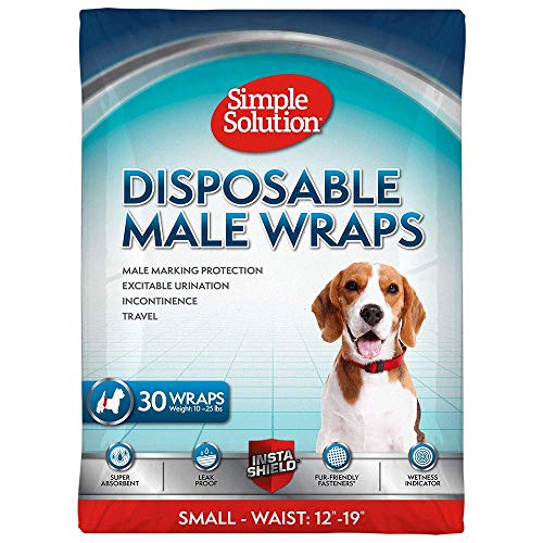 Simple Solution Disposable Dog Diapers for Male Dogs | Male Wraps with Super Absorbent Leak-Proof Fit | Excitable Urination, Incontinence, or Male Marking | Small | 30 Count