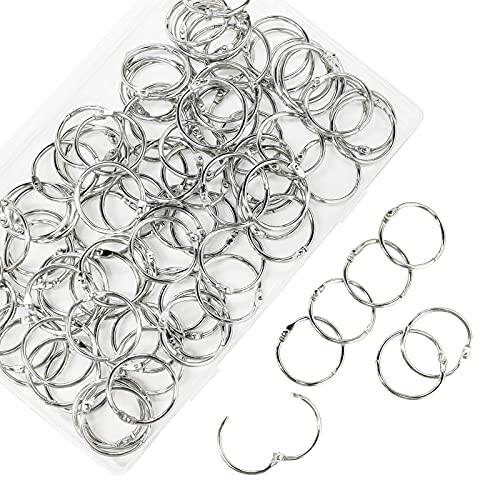 Loose Leaf Binder Rings 1-Inch（100 Pack） Office Metal Book Rings, Nickel Plated Steel Key Rings for School，Sliver