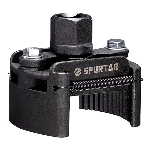 Spurtar Adjustable Oil Filter Wrench 2-3/8 to 3-1/8 inch 60-80mm Universal Oil Filter Removal Tool 1/2'' Drive Cap Style Oil Filter Tool Perfect Fits Small Medium-sized Spin-on Oil Filters