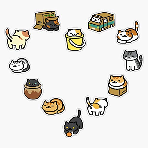 Leyland Designs Neko Atsume - Heart Sticker Outdoor Rated Vinyl Sticker Decal for Windows, Bumpers, Laptops or Crafts 5'