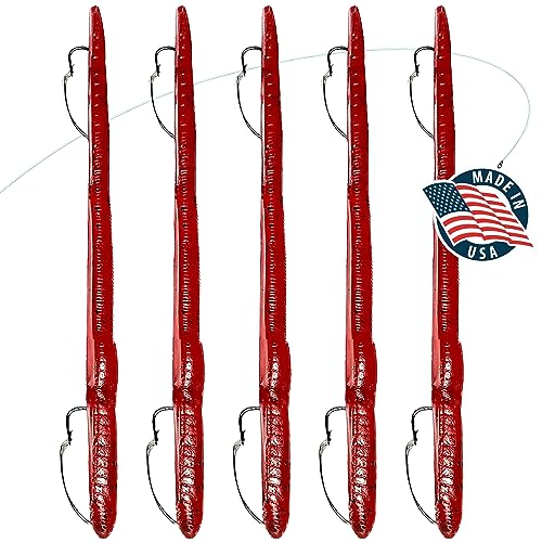 Delong Lures Weedless Pre-Rigged Fishing Lures Bass Set, Pike, and Anything in Between - Made in USA - Extra Durable Soft Plastic Swimbaits for Bass Fishing Lures - 5 PCS Bass Baits and Lures Pack