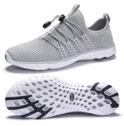 DLGJPA Women's Quick Drying Water Shoes for Beach or Water Sports Lightweight Slip On Walking Shoes LightGray 8.5