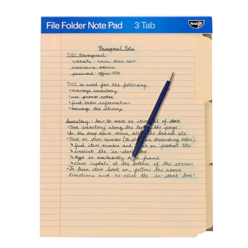 Find It File Folder Notepad - Pack of 12-9.5 x 12.5 Inch Notebook Organizer Folders for Filing, Document, and Clipboard Organization - Manila