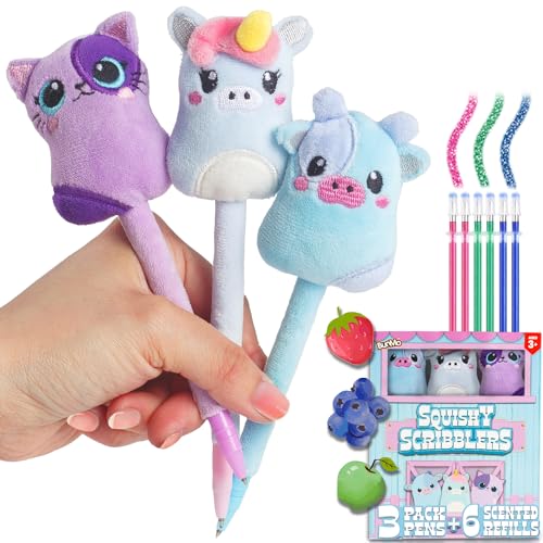 BUNMO Squishy Scribblers Pens | Cool Pens for Kids | Cute Kawaii Pens | Squishy Pens Perfect for Teenage Girls | Easter Basket Stuffers for Girls | Easter Basket Stuffers for Teens