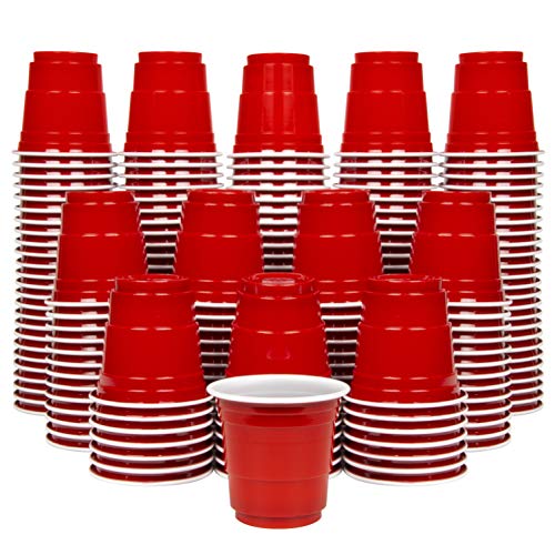 GoPong 2 oz Plastic Shot Cups - [200 Count] Mini Party Cups, Red