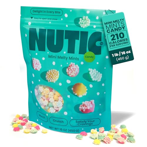 Nutic Mini Smooth and Melty Mints Nonpareils Candy - 1LB, Petite Pastel Mint Delights for Holidays & Birthdays, Dutch Mints, Chocolate Mint Treats - Made in the USA - (Pack of 1)