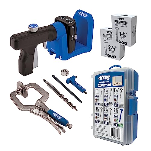 Kreg Pocket-Hole Jig 520PRO - Easy Clamping & Adjusting - 360° Rotating Handle - 260 Screws - For Materials 1/2' to 1 1/2' Thick