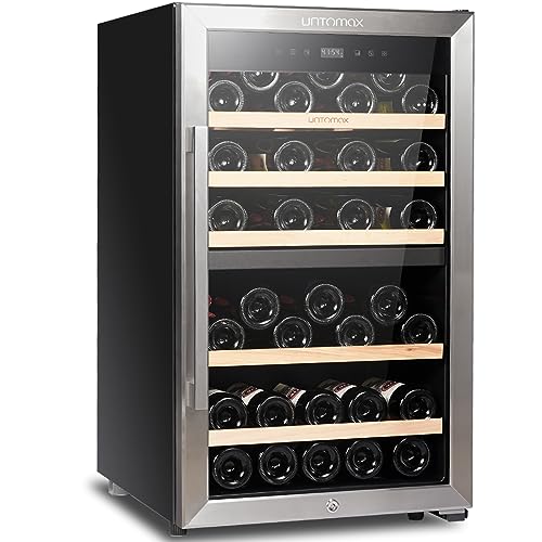 UNTOMAX Wine Fridge 52 Bottles (Bordeaux 750ml),Wine Cooler Refrigerator Freestanding w/Lock,41F-68F Digital Temperature Control Compressor Wine Cellar, Fast Cooling Low Noise No Fog,20 Inch