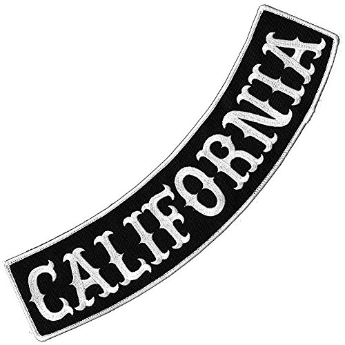 VEGASBEE California Patch Embroidered Iron-On Patch Biker Jacket Rider Vest Bottom Rocker 12' USA Original (Black-White)