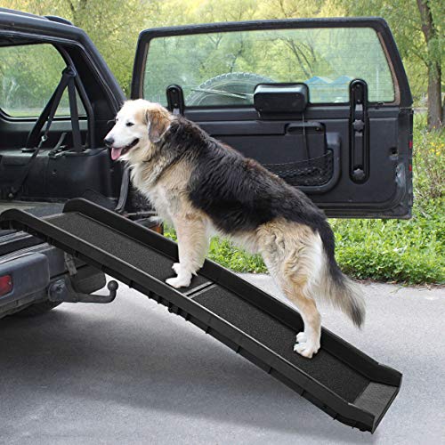 COZIWOW Folding Dog Ramps, 62”L Portable Pet Ramp for Large Dogs SUV,Cars,Lightweight Cat Ramp Non-Skid Surface Steps for High Bed,Stairs,Couch-Easy Storage,Supports up to 150 lb