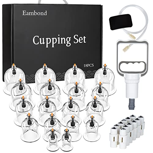 Eambond Cupping Set, Cupping Therapy Sets Massage Back, Pain Relief, Physical Therapy, Chinese Cupping kit with Vacuum Pump for Massage Therapists–Improve Your Health & Wellness