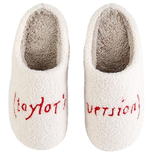 Red Taylor's Version Slippers For Womens Mens,Fall Taylors Slippers Cute Comfy Fuzzy Bedroom Slippers,Ladies Home Memory Foam Slippers for Indoor Outedoor,RedTaylor 41-42