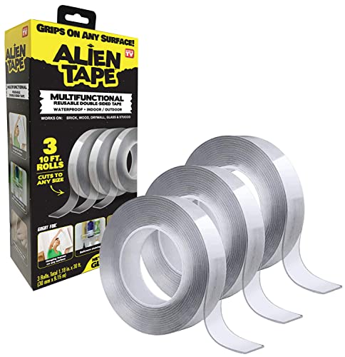 Bell+Howell ALIENTAPE Nano Double Sided Tape, Multipurpose Removable Adhesive Transparent, Grip Mounting, Washable Strong Sticky Heavy Duty for Carpet Photo Frame Poster Décor As Seen On TV