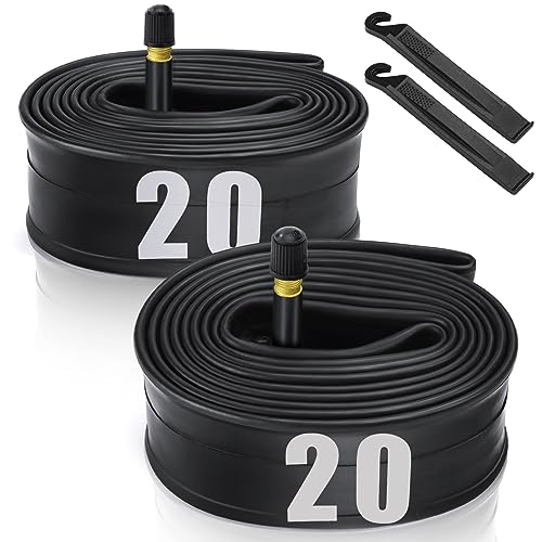2 Pack 20' x1.75/1.95/2.10/2.125 Bicycle Tube with 2 Tire Levers, 20' Bicycle Tube with 32mm Schrader Valve, Butyl Rubber Inner Tube 20 x 1.95 for Road/Kids/Gravel Bikes by Hydencamm (2 of One Size)