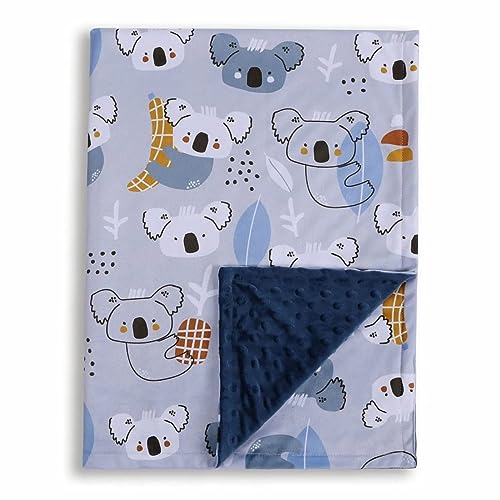 Donsonny Baby Blanket for Boys Girls Soft Minky with Double Layer Dotted Backing, Koala Printed 30 x 40 Inch Receiving Blanket