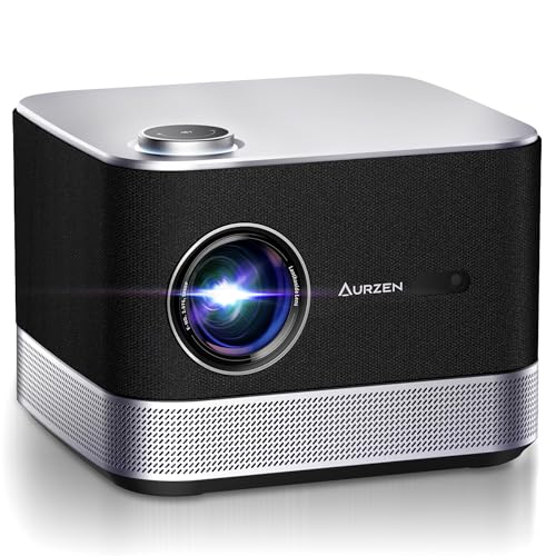 All-ln-One Projector 4K Supported, AURZEN BOOM 3 Smart Projector with WiFi and Bluetooth, 3D Stereo Sound & 36W Speakers, AI Auto Focus & Keystone, Netflix Official 500 ANSI Home Outdoor proyector