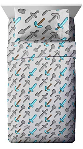 Jay Franco Minecraft Isometric Characters Twin Sheet Set - Super Soft and Cozy Kid’s Bedding - Fade Resistant Polyester Microfiber Sheets (Official Minecraft Product)