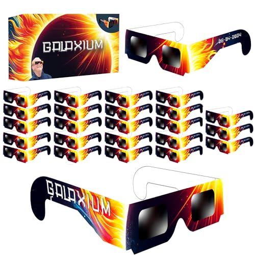 Galaxium Solar Eclipse Glasses AAS Approved 2024 - [25 Pack] Trusted for Direct Solar Eclipse Viewing - ISO 12312-2 & CE Certified