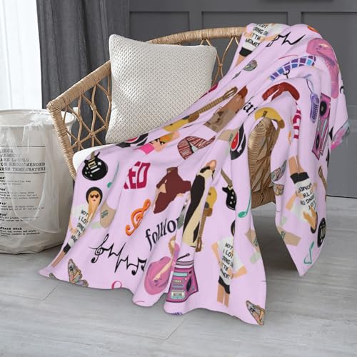 Music Album Girl Throw Blanket 50'x40' Soft Lightweight Flannel Blanket Office Company Home Bed Sofa Travel Camping Gift