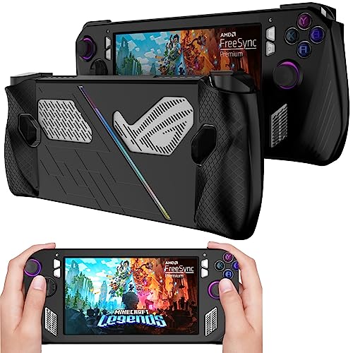 NINKI Silicone Case Compatible ROG Ally Game Console Protector,Flexible Shockproof Anti-Scratch Drop-Proof Non-Slip Full Protective Case for ASUS ROG Ally Gaming Handheld Cover Case Accessories,Black