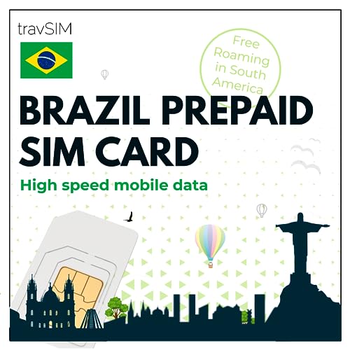 travSIM Brazil SIM Card | 10GB Mobile Data at 4G/5G speeds | Free Roaming in South America| Works on iOS and Android Devices | Plan on Brazil SIM Card Prepaid is Valid for 30 Days (10GB)