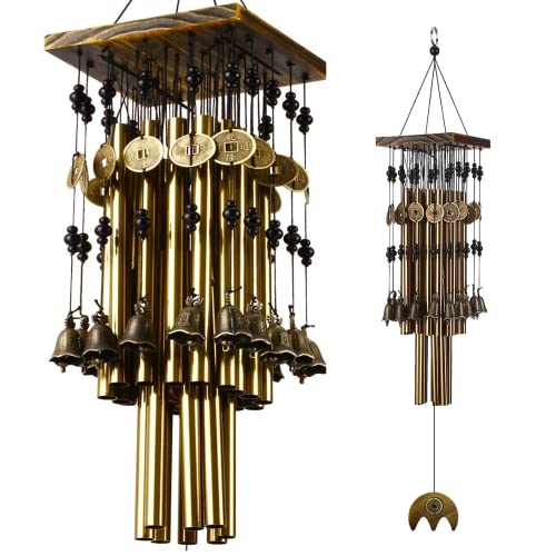 YLYYCC Wind Chimes for Outside,30'Memorial Wind Chimes with 24 Copper Tubes and 16 Copper Bell for Garden, Patio,Window Wind Chime Hanging Decoration,Bronze Memorial Sympathy Wind Chimes Gifts for Mom