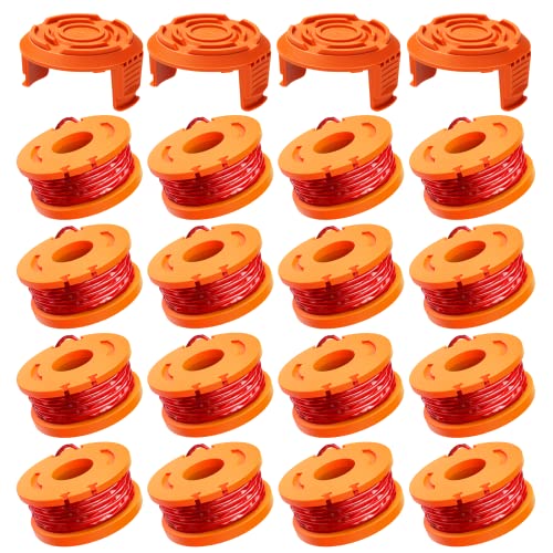 Eventronic 20 Pack WA0010 Trimmer String Compatible with Worx Weed Eater, 0.065' Autofeed Replacement Spool Trimmer Line for Worx Weed Eater (16 Line Spools + 4 Cap)