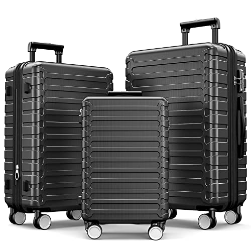 SHOWKOO Luggage Expandable Clearance Suitcases Hardshell Lightweight Durable Spinner Wheels with TSA Lock,Grey,3-Piece Set(20/24/28)