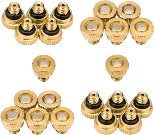 Aootech Brass Misting Nozzles for Outdoor Cooling System 22 pcs,0.012' Orifice (0.3 mm) 10/24 UNC