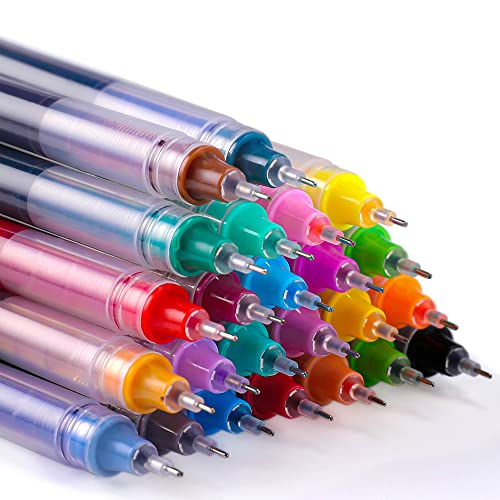 Colored rollerball pens fine point smooth writing gel pens 24PCS Assorted color pens for journaling supplies Sketching Note taking Coloring Drawing & Detailing Office Art Back to School Supplies