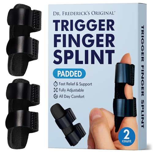 Dr. Frederick's Original Trigger Finger Splint - 2ct - Mallet Finger Splint - Finger Brace for Arthritis, Injury, Sprain - Fits Index, Middle, & Ring Finger Pain