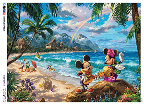 Ceaco - Thomas Kinkade - Disney Dreams Collection - Mickey and Minnie in Hawaii - Oversized 300 Piece Jigsaw Puzzle