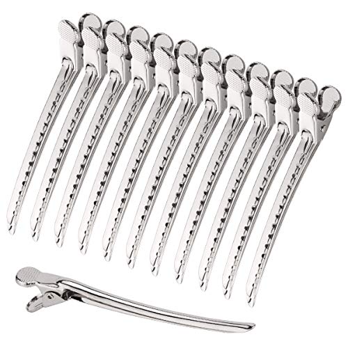 Alligator Hair Clips Metal Duck Bill Hair Clips for Styling - with Holes 3.5 inch Professional Sectioning Clips for Salon and Women Girls Accessories Silver