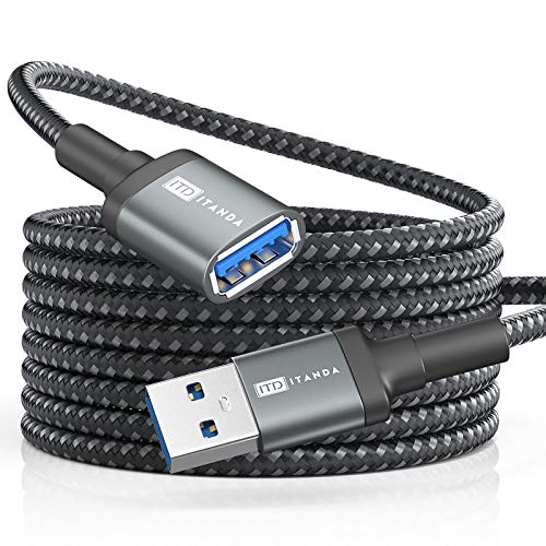 ITD ITANDA 10FT USB Extension Cable USB 3.0 Extension Cord Type A Male to Female5Gbps Data Transfer for Keyboard, Mouse, Playstation, Xbox, Flash Drive, Printer, Camera and More