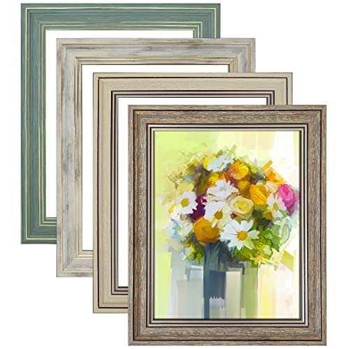 LUCKYLIFE 8x10 Picture Frame Set of 4, Rustic Farmhouse Picture Frames for Table or Wall Hanging