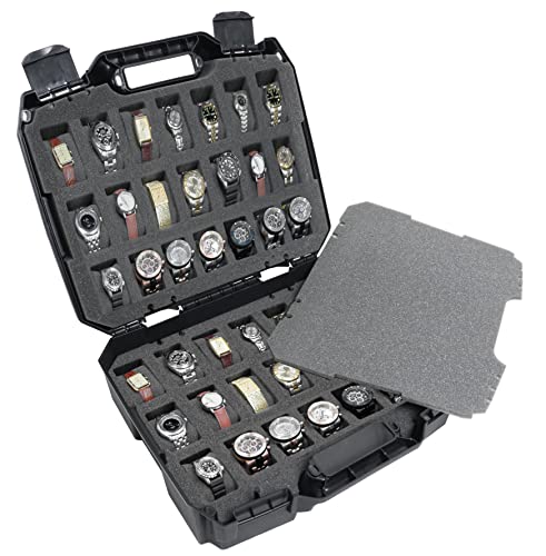 Case Club 42 Watch Carry Case - Organize & Protect Your Watch Collection in a Hard Shell, Padlockable, Travel & Storage Case - For Men's & Women's Watches of Various Sizes - Display Mode & Travel Mode