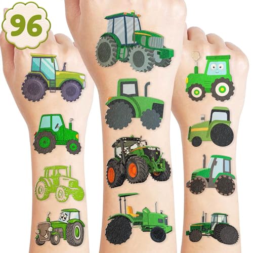 Tractor Temporary Tattoos for Kids Themed Birthday Party Supplies Decorations Party Favors Super Cute 96PCS Tattooos Sticker Gift for Boy Girls Prizes Christmas