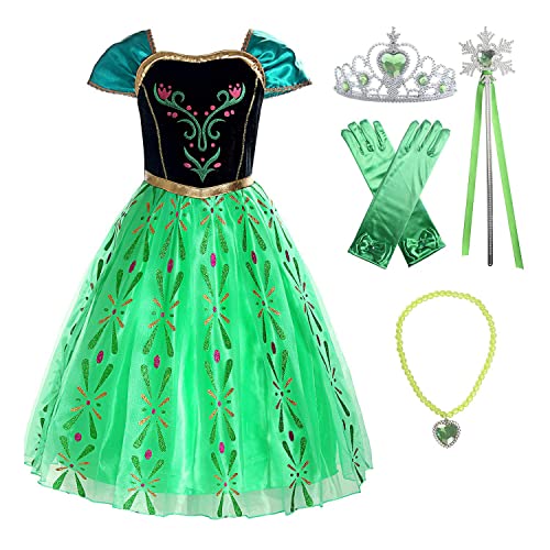 ReliBeauty Girls Princess Costume Dress up, Apple Green, with Accessories, 6-7/130