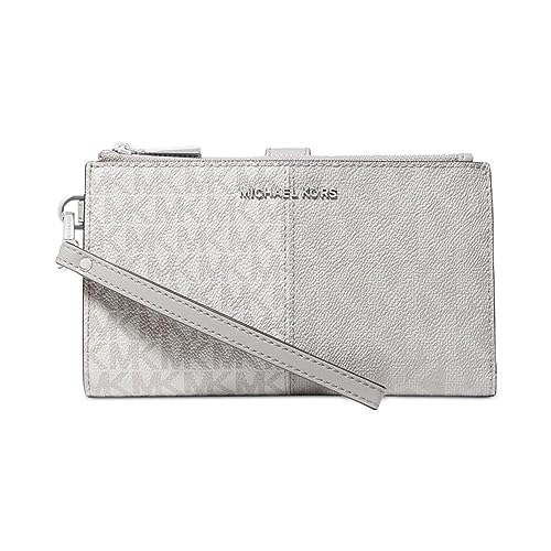 Michael Kors Jet Set Double Zip Wristlet Aluminum/Pearl Gray One Size