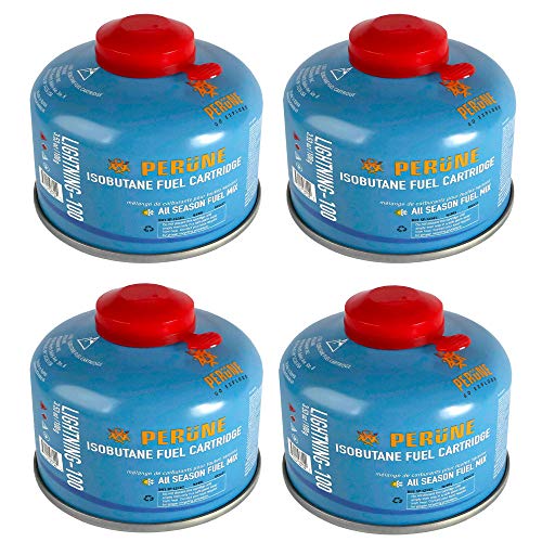Perune Iso-Butane Camping Fuel Gas Canister All Season Mix - 100gram (4 Pack)